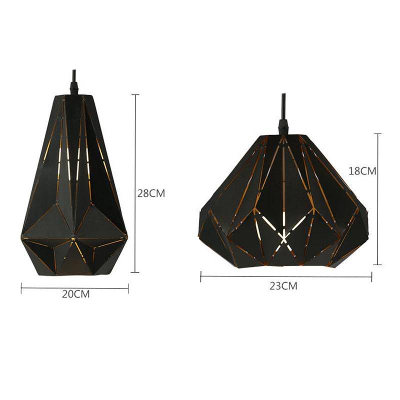 pendant light rustic black polygonal Perforation