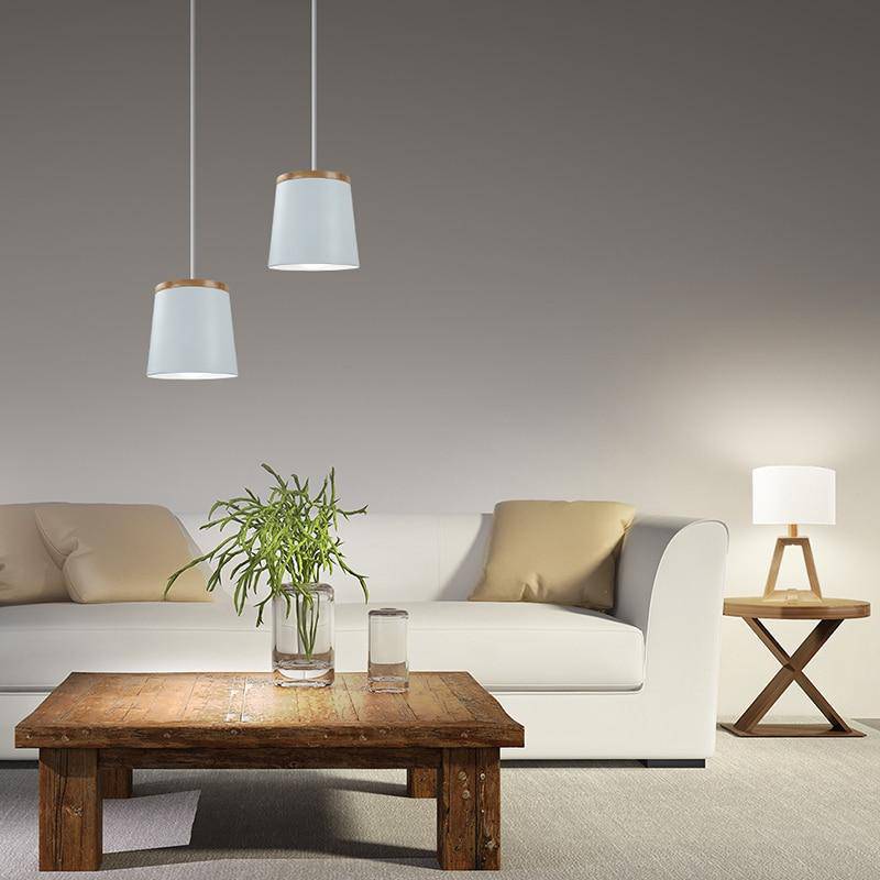 Suspension design bois et métal blanc Aisilan
