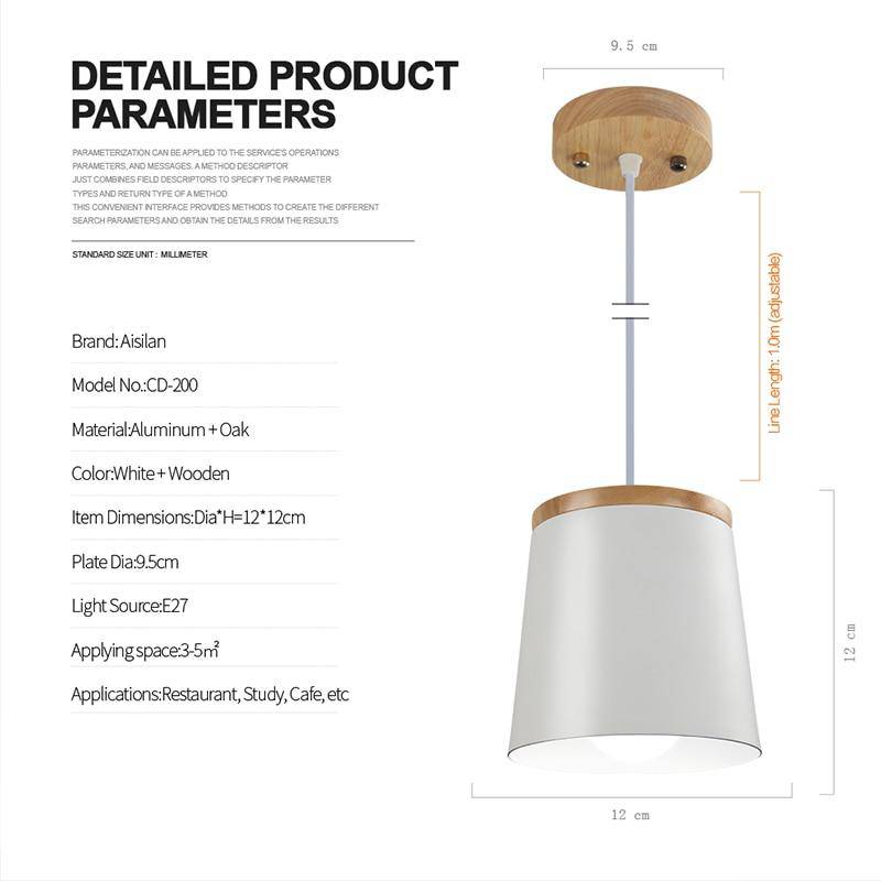 Suspension design bois et métal blanc Aisilan