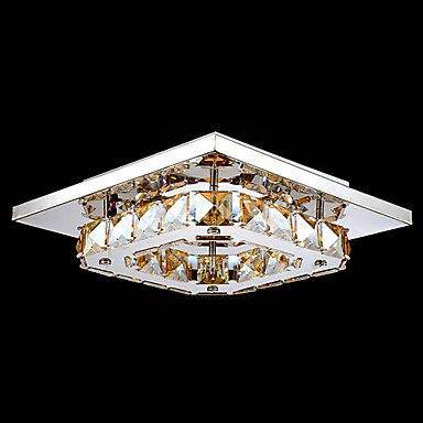Square chrome LED ceiling lamp in Sala crystal