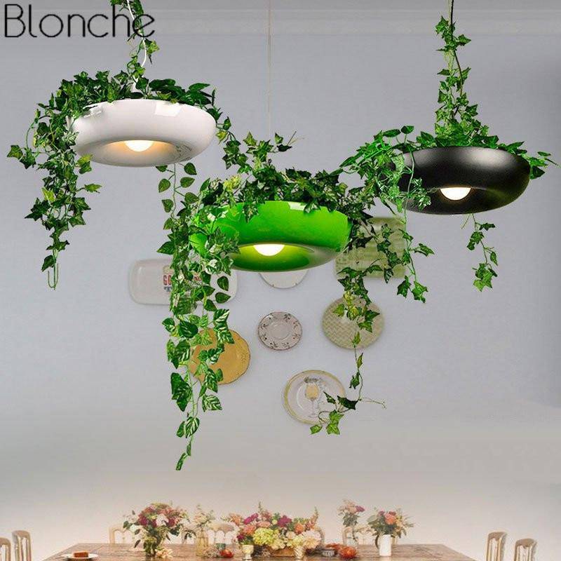 pendant light modern rounded plant pot