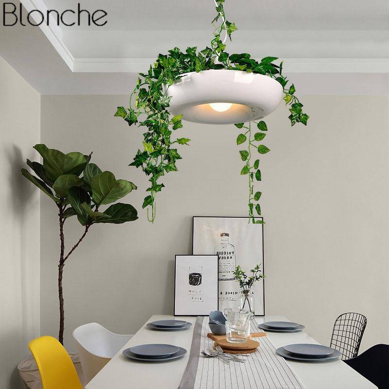 pendant light modern rounded plant pot