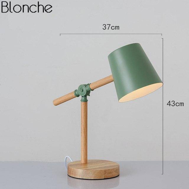 Lampe à poser en bois ajustable avec abat-jour coloré