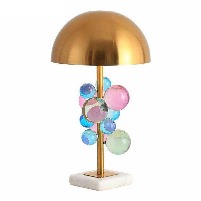 Table lamp with marble base and lampshade Ball