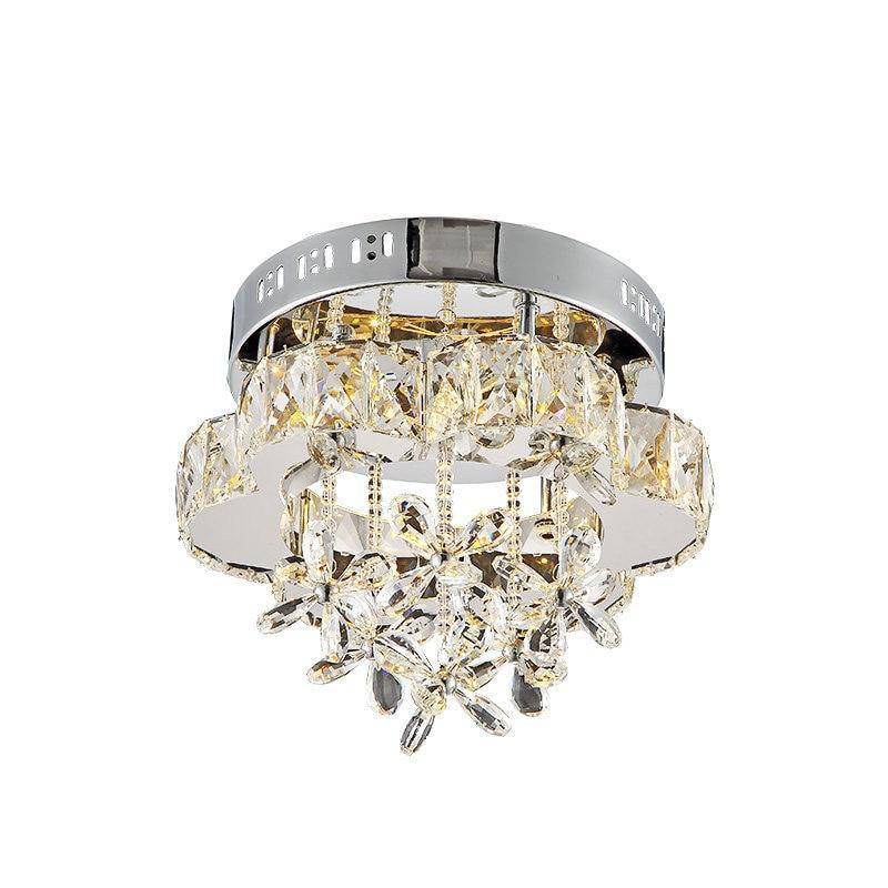 Flower-shaped LED ceiling lamp in crystal