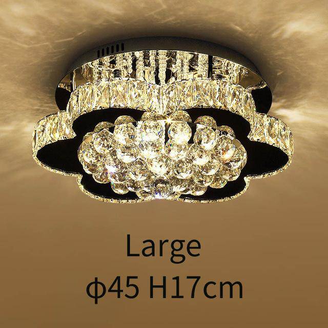Flower-shaped LED ceiling lamp in crystal