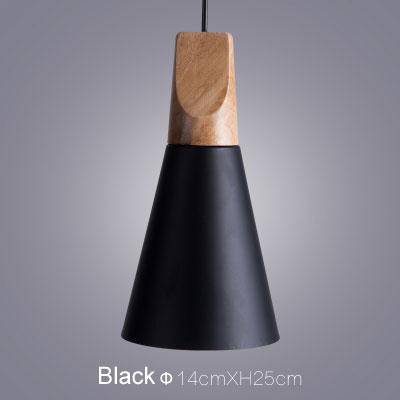 pendant light LED wood and aluminum cone shape