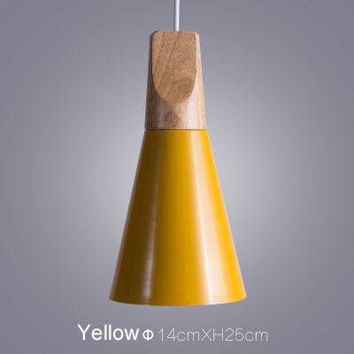 pendant light LED wood and aluminum cone shape