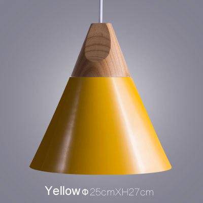 pendant light LED wood and aluminum cone shape