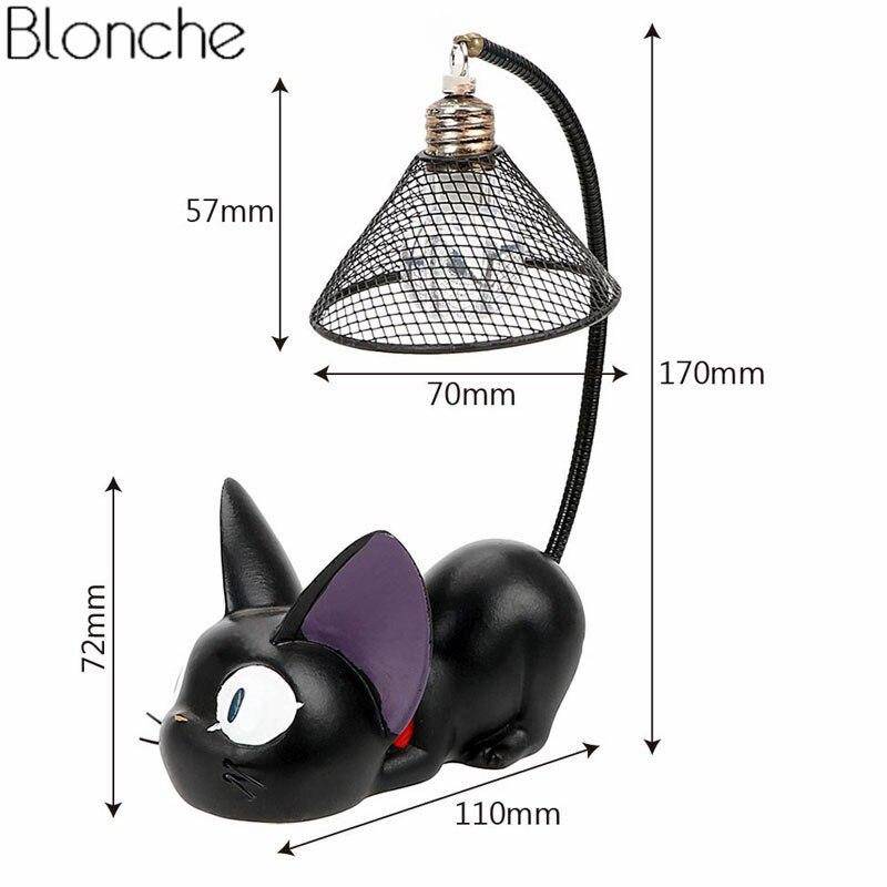 Lámpara de mesa LED para niños con forma de gato negro Cartoon