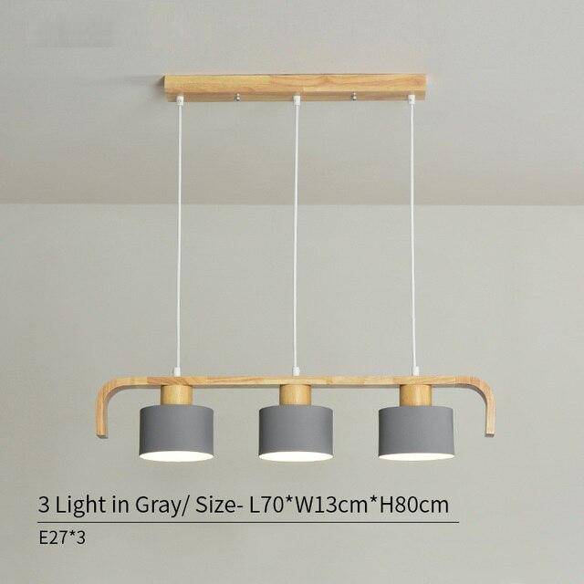 Modern LED pendant light in wood and lampshade (several colors)