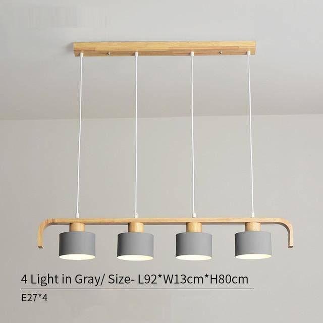 Modern LED pendant light in wood and lampshade (several colors)
