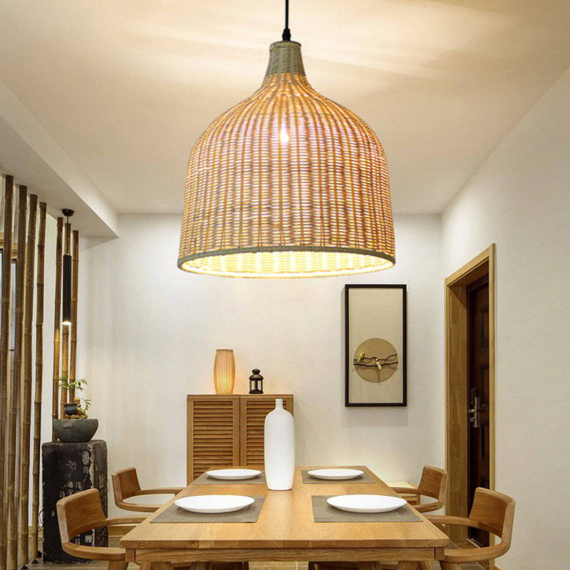 pendant light in LED rattan with lampshade rounded Hang