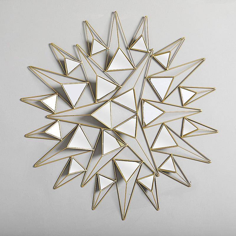 Grand miroir mural design à triangles 3D