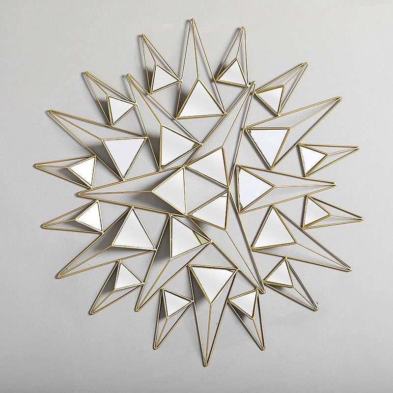 Large wall mirror with 3D triangles