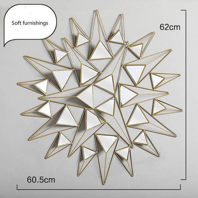 Large wall mirror with 3D triangles