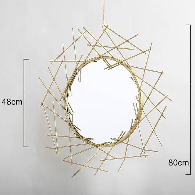 Large design wall mirror with gold bars