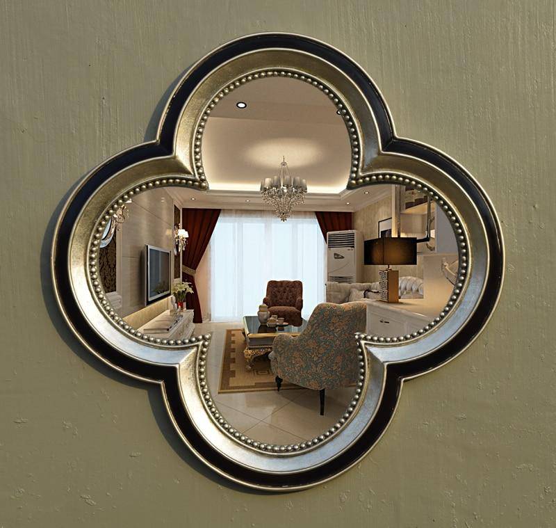 Retro 4-leaf clover wall mirror