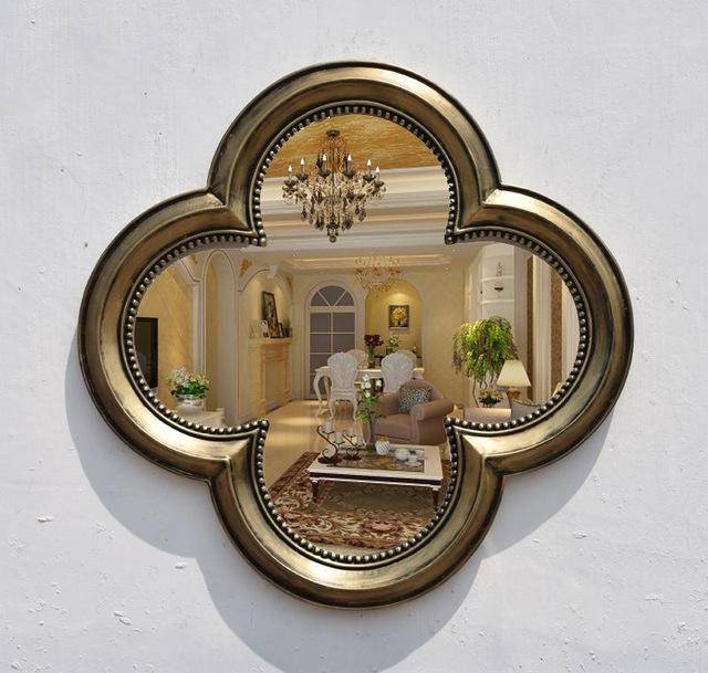 Espejo de pared retro de 4 hojas de trébol