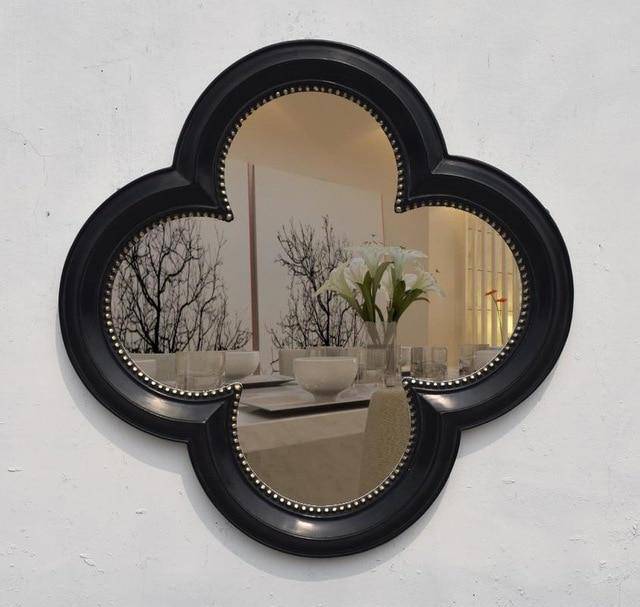 Espejo de pared retro de 4 hojas de trébol