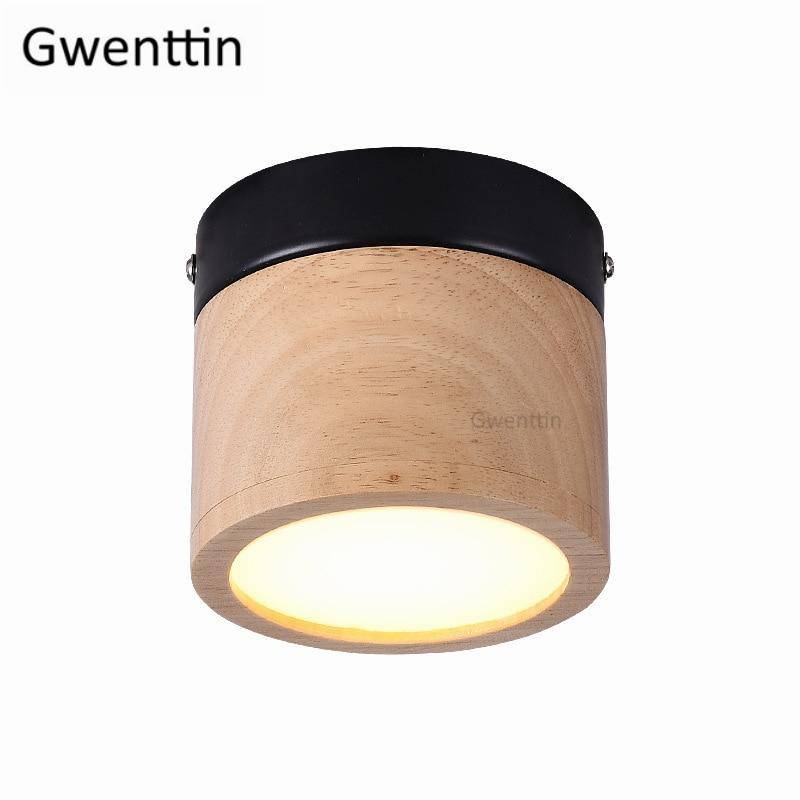 Foco LED cilíndrico de madera