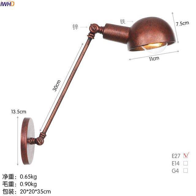 wall lamp Rustic metal wall mounted with adjustable arm