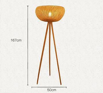 Floor lamp tripod with lampshade in bamboo Asia