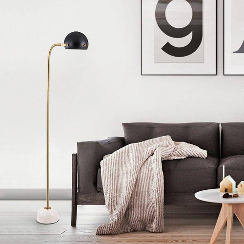 Floor lamp gold design with lampshade black ball and marble base