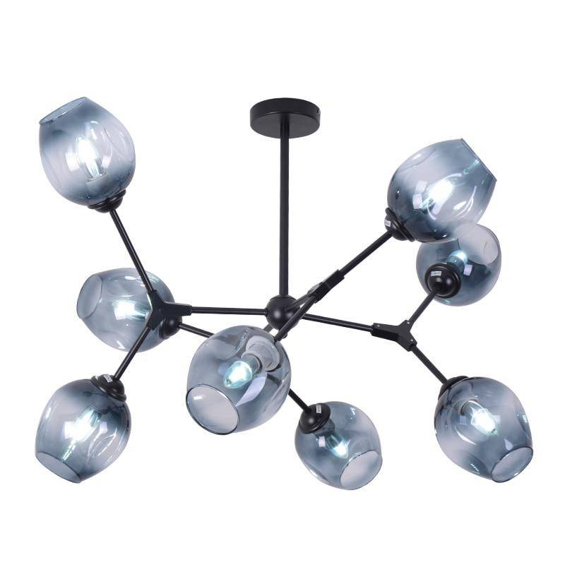Lustre design à LED branches en métal et lampes en verre Lindsey