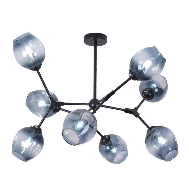 Design chandelier with LED metal branches and glass lamps Lindsey