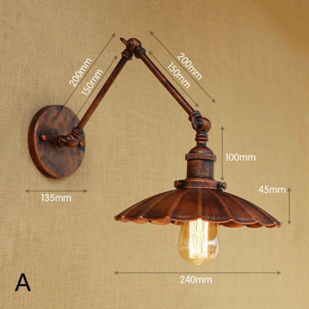Applique murale vintage LED avec abat-jour plat reglable Ylona