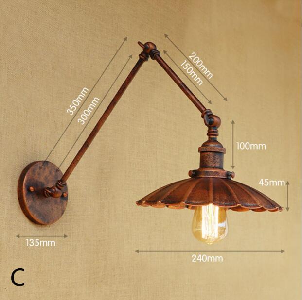Applique murale vintage LED avec abat-jour plat reglable Ylona