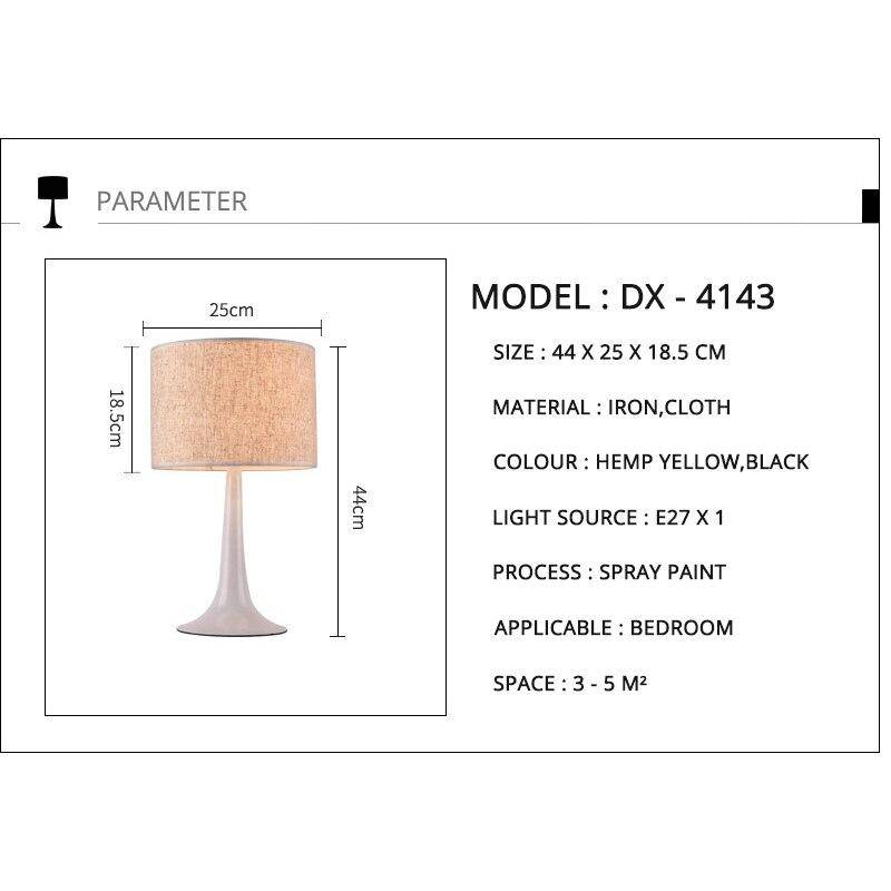 Moderna lámpara LED de cabecera con pantalla de tela