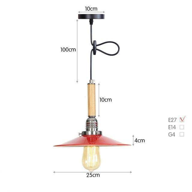 Lámpara de suspensión LED de metal vintage con pantalla de estilo retro