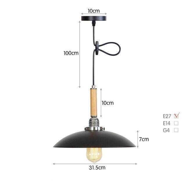 pendant light vintage metal LED with lampshade retro style