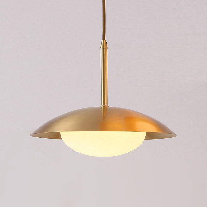 Lámpara de suspensión design LED con pantalla redonda de metal dorado Luxury Hang