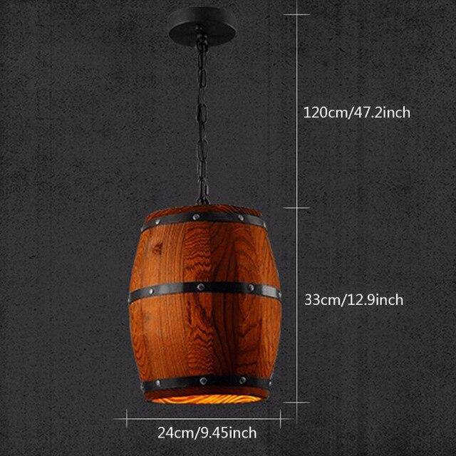 Suspension rétro à LED en bois style tonneau de vin Country