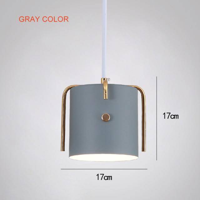 pendant light LED design with lampshade colored metal cylinder Nordic