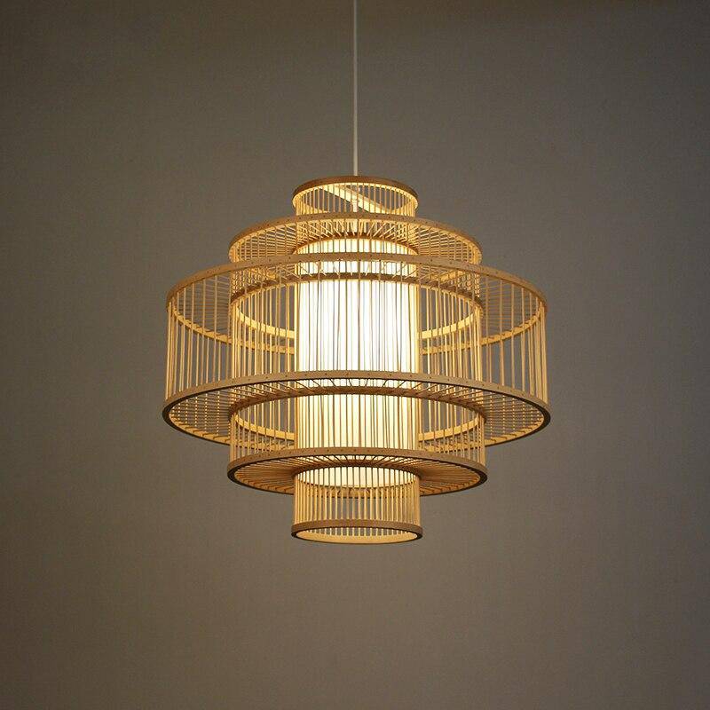 Lámpara de suspensión LED rústico de madera estilo Japón
