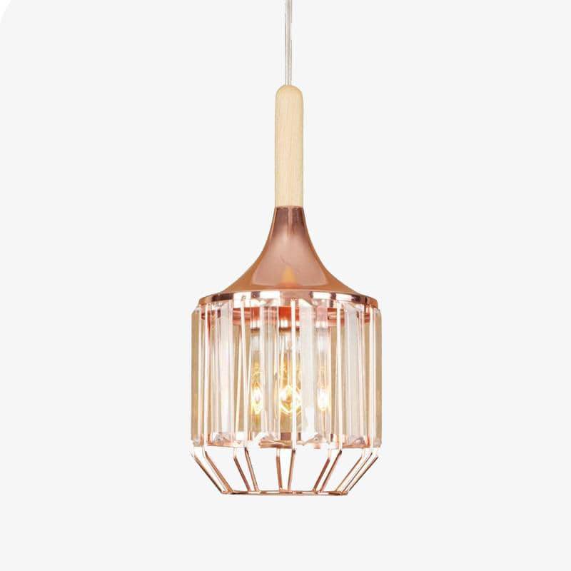 pendant light pink gold metal and glass crystal LED backlight