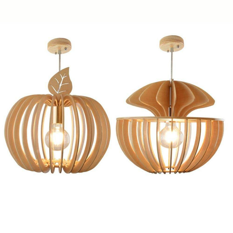 pendant light modern LED round wooden Ouovo style