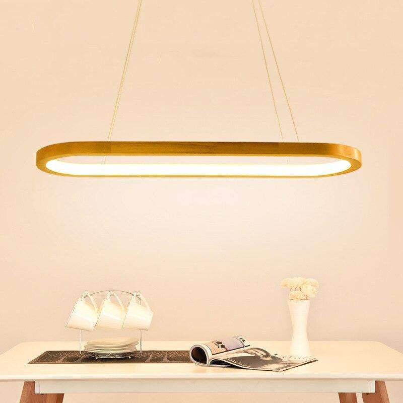 LED design chandelier with Nordic style wooden rings