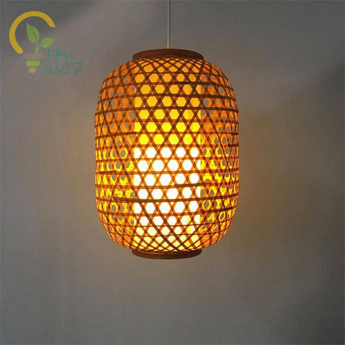 pendant light Asian style LED rattan design with rounded shapes
