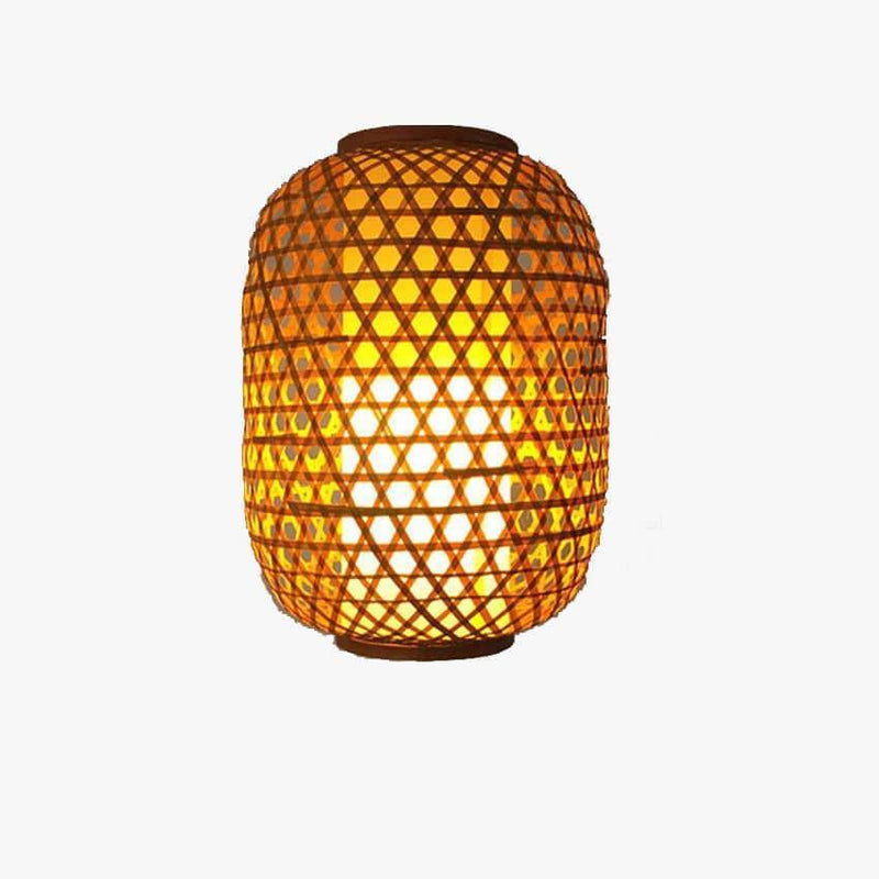 Lámpara de suspensión design Ratán LED con formas redondeadas de estilo asiático