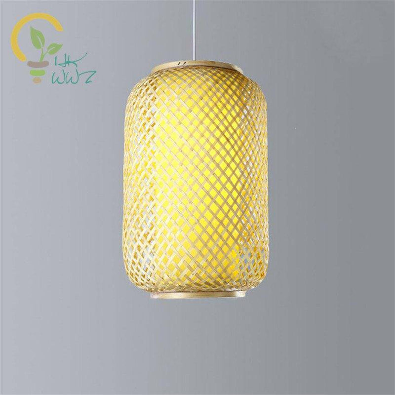 Lámpara de suspensión design Ratán LED con formas redondeadas de estilo asiático