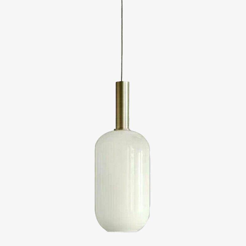 pendant light modern LED with lampshade white oval and gold metal Loft