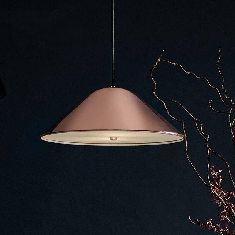 Lámpara de suspensión design LED con pantalla redonda oro rosa Loft