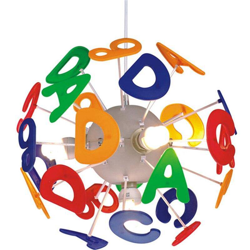 pendant light LED child with colored alphabet letters