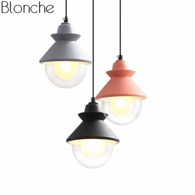 pendant light LED design metal triangle and glass ball