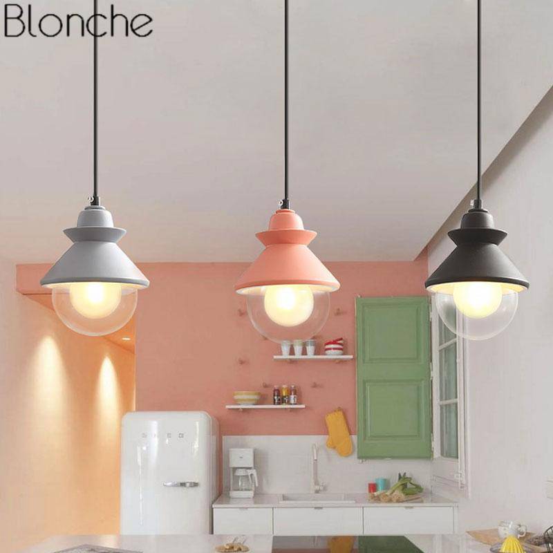 pendant light LED design metal triangle and glass ball